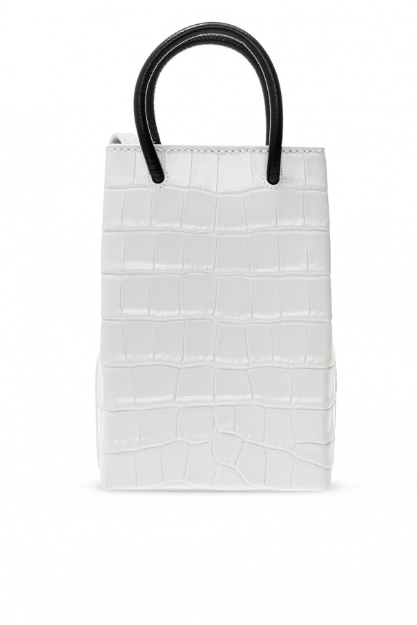 【送料&関税込】Balenciaga White Leather Phone Case Balenciaga WHITE LEATHER PHONE CASE - Briefcases - BeyondStyle